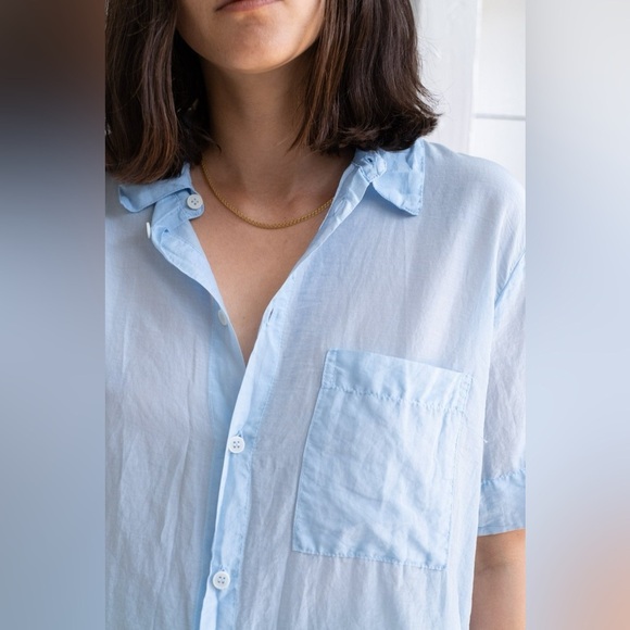 CP Shades Georgia button down shirt in Sky, Size M - Picture 2 of 14